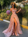 Sexy Sweetheart Side Slit Tulle Lace A-line Prom Dresses Evening Dresses.DB10800