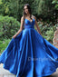 Charming V-neck Satin  A-line Long Evening Prom Dresses.DB10395