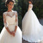 Three-quarter Illusion Sleeve Clairvoyant Outfit Lace Sweetheart Ball Gown Elegant Wedding Dresses.  WD0223
