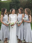 Beautiful Scoop Neck Lace A-line High-low Evening Dresses Party Long Bridesmaid Dresses.DB10669