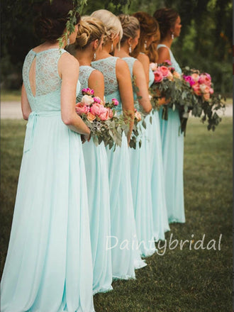 New Arrival Scoop Neck Floor Length Long Chiffon Bridesmaid Dresses.DB10386