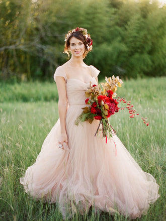 Gogerous Sweetheart Tulle A-line Wonderful Wedding Dresses Evening Dresses.DB10620