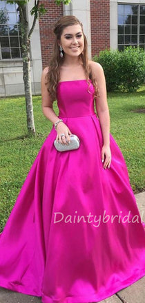 Gogerous Straight A-line Satin Long Prom Dresses Evening Dresses.DB10416