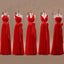 Mismatched Junior Chiffon Red Long A-line Floor Length Bow Sash Cheap Maxi Bridesmaid Dresses, WG63