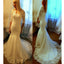 Fascinating V-neck Three-quarter Sleeve Mermaid Long Lace Train Open Back  Wedding Dresses. DB0081