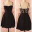 Spaghetti strap black simple lace cheap sexy homecoming dress,BD0067