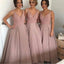 Gorgeous Pretty New Arrival Spaghetti Strap V-Neck Sparkly Long Ball Gown Bridesmaid Dress, WG69