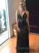 Sexy V-neck Lace Open Back Floor Length Long Prom Dresses Evening Dresses.DB10356