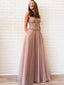 Charming Spaghetti Strap Floor-length Tulle Beads Long Prom Dresses Evening Dresses.DB10601