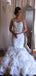 Elegant Strapless Sweetheart Mermaid Charming Ruffles Floral Unique Wedding Bridal Gown Dresses. WD0118