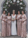 Best Scoop Neck Mermaid Long Sleeve Sequin Evening Dresses Party Long Bridesmaid Dresses.DB10660