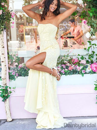 Straight Tulle Mermaid Slit Long Prom Dresses.DB10205