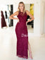 Charming Sleeveless Side Slit Lace Long Prom Dresses Evening Dresses.DB10506