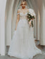 Simple Vintage Off-shoulder Mermaid Lace See-through Long Wedding Dresses Evening Dresses.DB10710