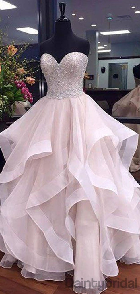 Sweetheart Organza A-line  Long Prom Dresses.DB10177