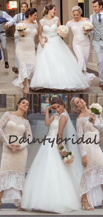 Mermaid Charming Straight Long Sleeve Lace Evening Dresses Bridesmaid Dresses.DB10722
