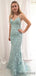 Sexy V-neck Lace Mermaid Zipper Up Long Prom Dresses Evening Dresses.DB10232