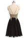 Newest Unique Beading Halter Lace Appliques Top  Black Chiffon Skirt Open Back Homecoming Dress,BD0141