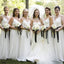 Elegant White Chiffon Spaghetti Strap Pleating V-neck Cheap Charming Long Bridesmaid Dresses, WG74