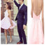 Cheap Light Pink Halter Deep V-back For Teens Short Petal Homecoming Dress,BD0076