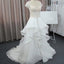 Cheap Beautiful Cap Sleeve Lace Yarn Back Chiffon  Ruffles Sweep Trailing  Wedding Party Dresses, WD0076