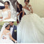 Lovely Elegant Off Shoulder Short Sleeve Sweetheart White Appliques Ball Gown Wedding Dresses. DB0281