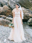Affordable Spaghetti Strap Tulle A-line Long Wedding Dresses.DB10622