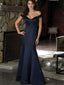 Mermaid Off-shoulder Satin Long Prom Dresses,Evening Party Dresses.DB10217