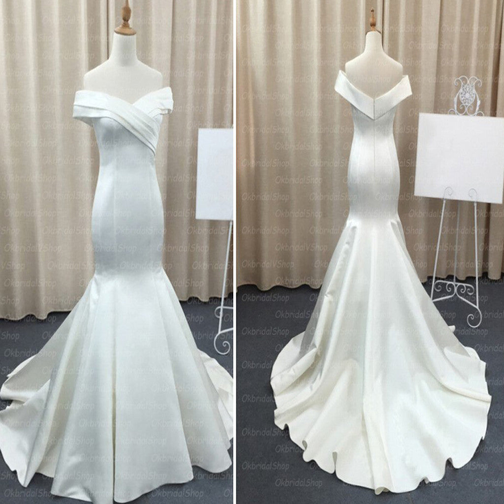 Mermaid Stain Ivory Simple Charming Elegant Cheap Wedding Dresses