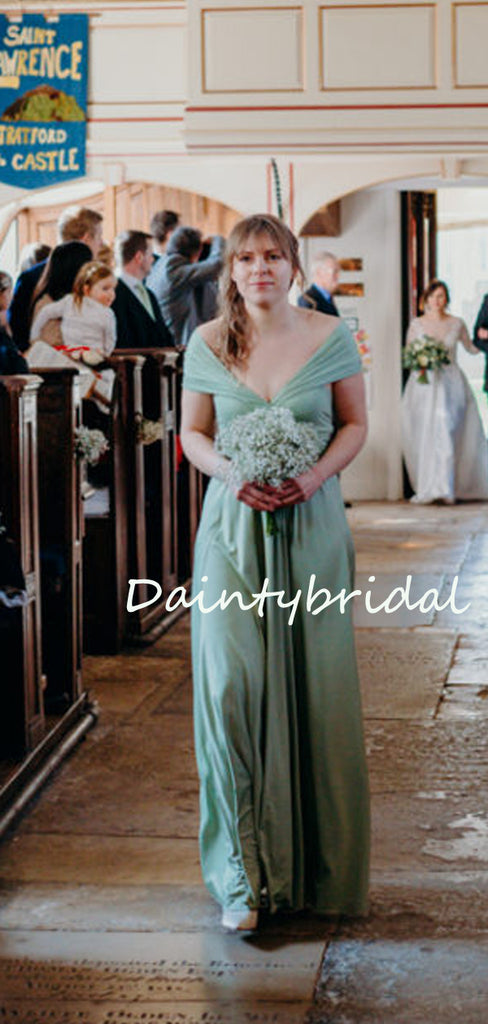 Best Off-shoulder Floor-length Jersey Evening Dresses Party Long Bridesmaid Dresses.DB10658