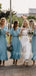 Charming V-neck 1/3Sleeve Morden A-line Long Bridesmaid Dresses.DB10428