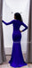 New Arrival V-neck Mermaid Long Sleeve Slit Fashion Prom Dresses Evening Dresses.DB10498
