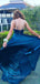 Charming Spaghetti Strap A-line Velvet Side Silt Long Prom Dresses Evening Dresses.DB10368