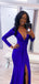 New Arrival V-neck Mermaid Long Sleeve Slit Fashion Prom Dresses Evening Dresses.DB10498