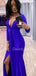 New Arrival V-neck Mermaid Long Sleeve Slit Fashion Prom Dresses Evening Dresses.DB10498