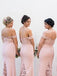 Junior Pretty Blush Pink Lace Off Shoulder Sweetheart Mermaid Floor-Length Bridesmaid Dresses, WG55