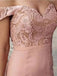 Junior Pretty Blush Pink Lace Off Shoulder Sweetheart Mermaid Floor-Length Bridesmaid Dresses, WG55