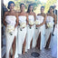 Simple Cheap Unique White Strapless Split Side Bubble Floor Length Wedding Party Long Bridesmaid Dress. BD087