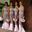 Unique Design Sexy Mermaid Halter Appliques Elegant Long Wedding Party Bridesmaid Dresses, WG87