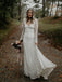 Affordable V-neck Long Sleeve V-back Long Wedding Dresses, DB10683