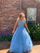 Charming Off-shoulder Floor-length Tulle Lace A-line Long Prom Dresses Evening Dresses.DB10602