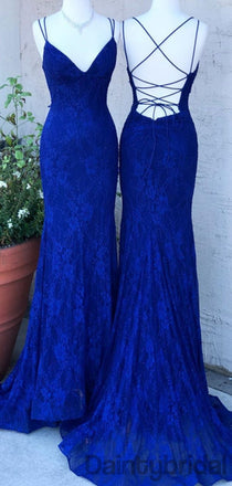 Sexy V-neck Lace Mermaid Long Prom Dresses. DB10280