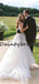 Pretty V-neck Simple Tulle A-line Open Back Long Wedding Dresses, DB10738