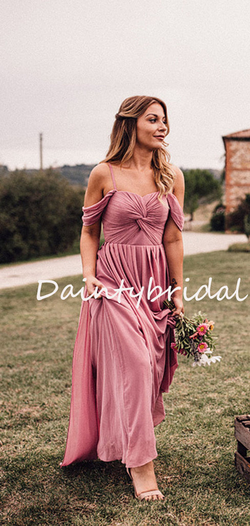 Charming Off-shoulder Spaghetti Strap Long Bridesmaid Dresses.DB10753