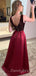 Charming V-neck Satin A-line Long Prom Dresses Evening Dresses.DB10359