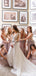 Elegant Simple V-neck Floor-length Chiffon Wedding Party Dresses Long Bridesmaid Dresses.DB10699