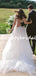 Pretty V-neck Simple Tulle A-line Open Back Long Wedding Dresses, DB10738