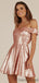 Off-shoulder Sequin A-line Pink Homecoming Dresses.BD10178