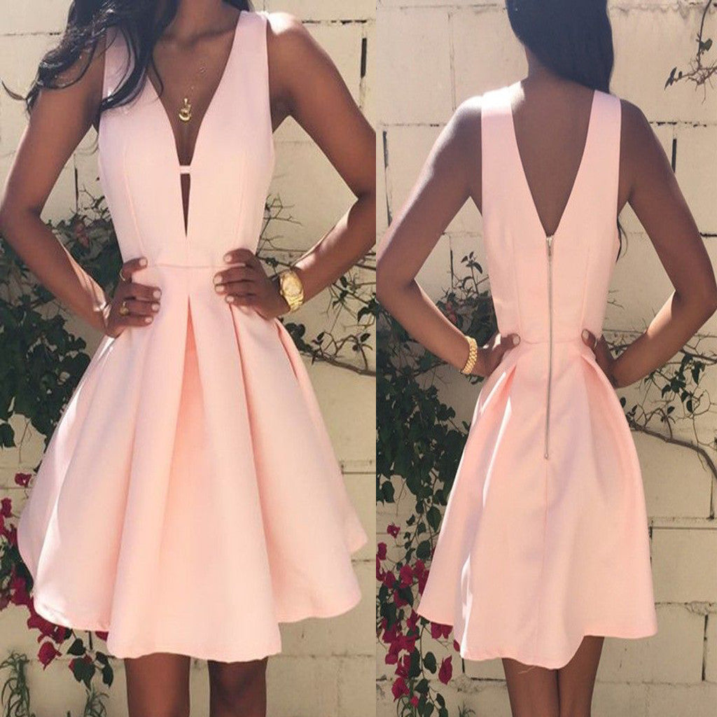 Popular peach pink simple elegant tight freshman homecoming dress,BD0095