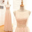 Vintage Long Column  Lace Top Bateau Neck Sleeveless Blush Pink Zipper Back Maxi Bridesmaid Dresses, WG15